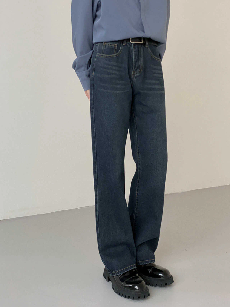 Men's IEFB Men Casual Denim Straight Pants Korean Style Solid Color Loose Simple 2022 Autumn Fashionable New Jeans_voghion.com