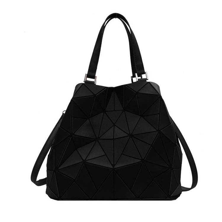 Bag women's 2023 new fashion One Shoulder Messenger Bag solid color geometric pattern Handbag folding bucket bag_voghion.com