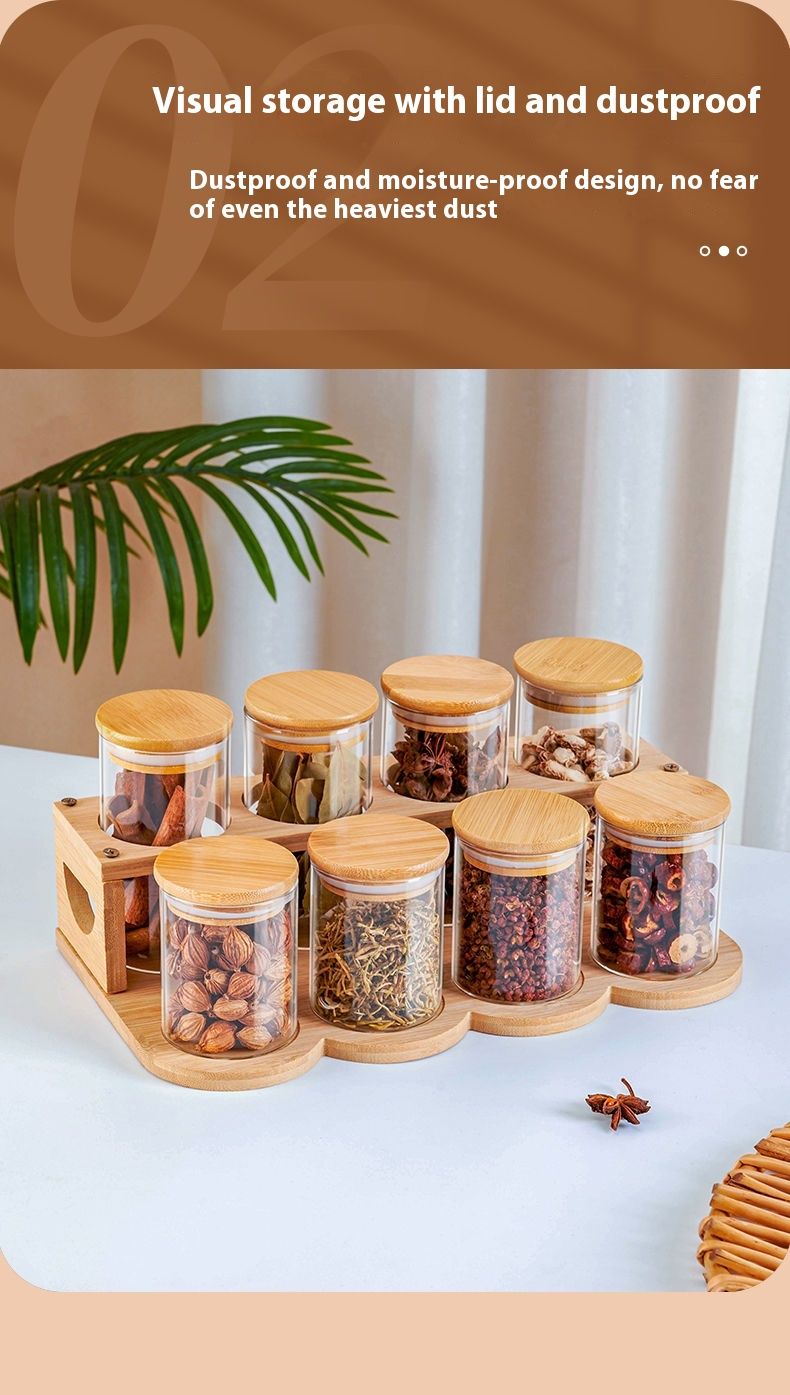 Storage Box Glass Bottle Kitchen Household Combination Set Sealed Large Spice Seasoning Salt Jar_voghion.com