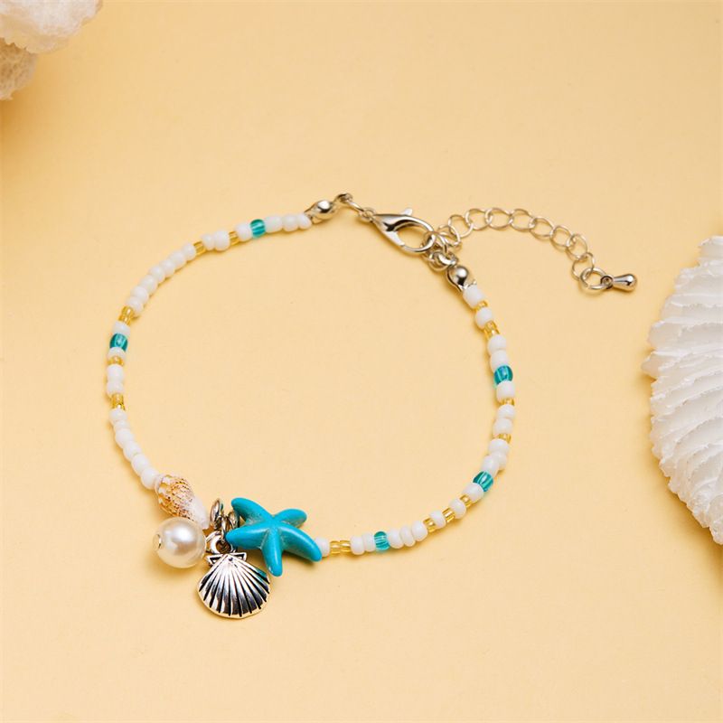 Hot Selling Bohemian Style Starfish Shell Conch Seed Bead Summer Beach Vacation Bracelet_voghion.com