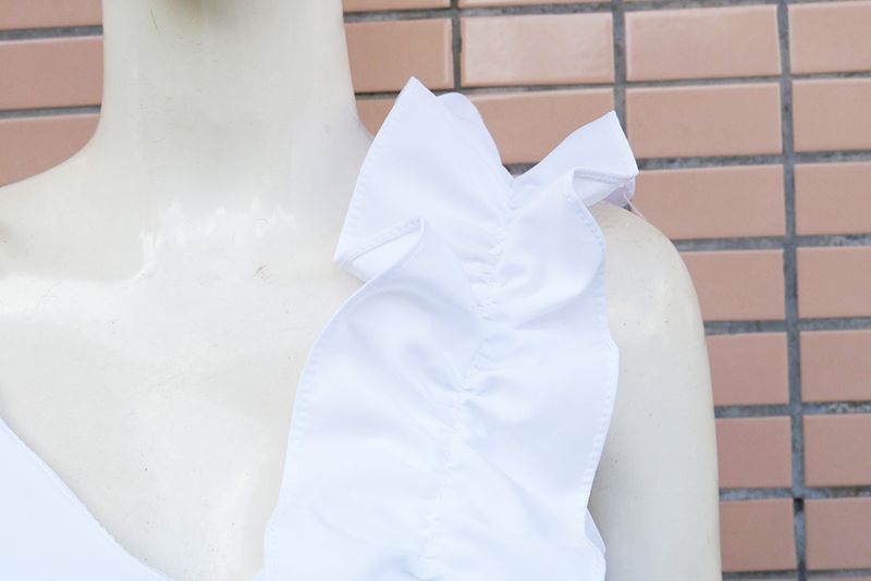 women's suspenders V-neck ruffled decorative tops and shirts_voghion.com