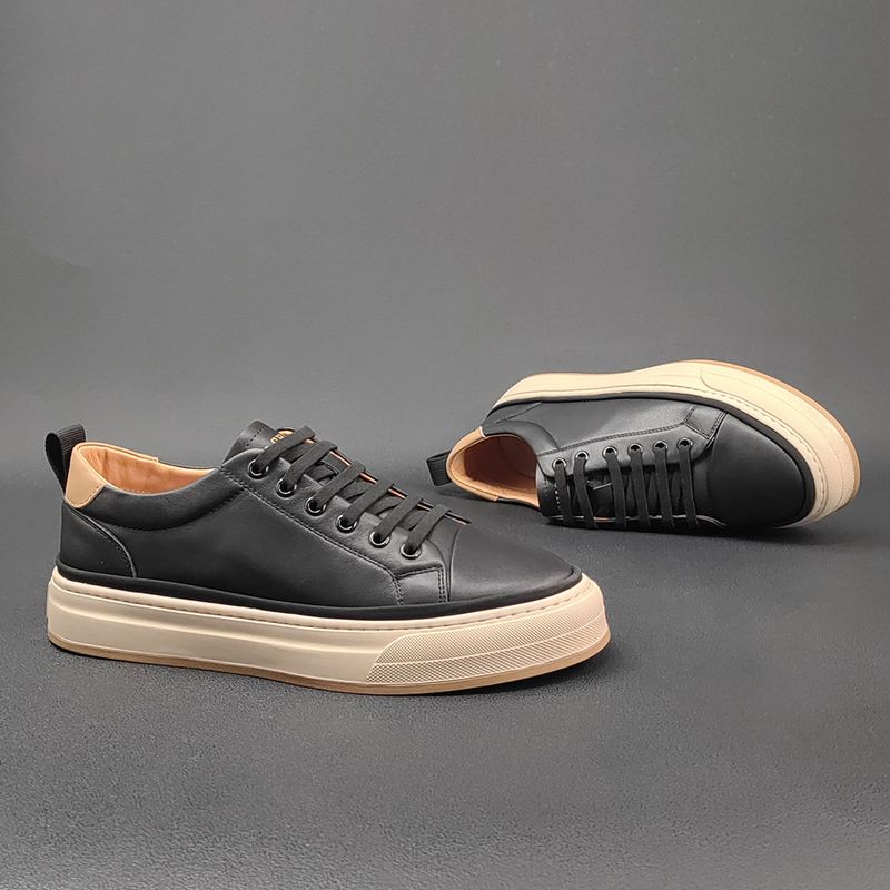 Unbeatable Quality Men's Genuine Without Tie Up, One Legged Lazy Leather Board Trendy Niche Men's Shoes, Casual Shoes_voghion.com