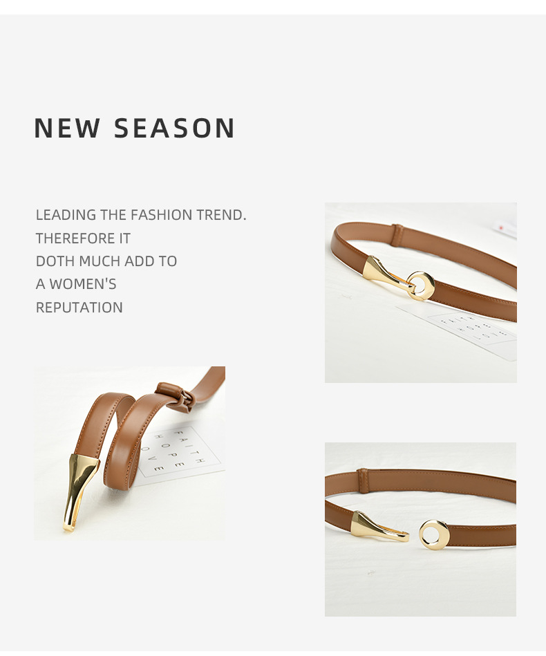 Vintage Adjustment Cowhide Genuine Leather Lazy Personality Belt Dress Coat Decorative Belt_voghion.com