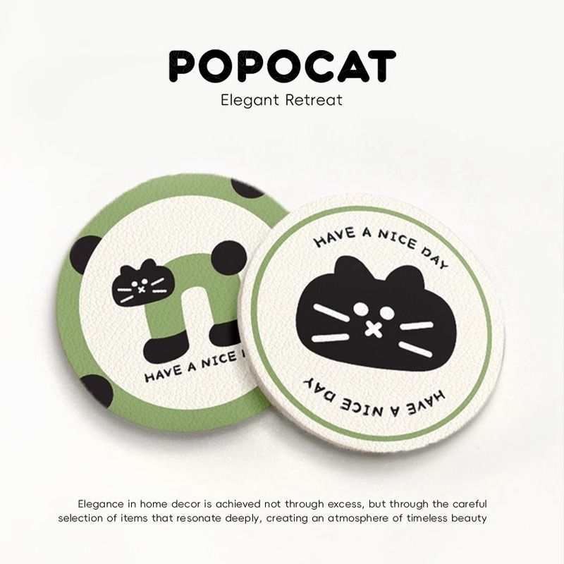 Little Deng Little Deng Green Field Little Cat Untersetzer Kreative Dekoration Goodies Multifunktionale Bechermatte Auto-Innenausstattung_voghion.com