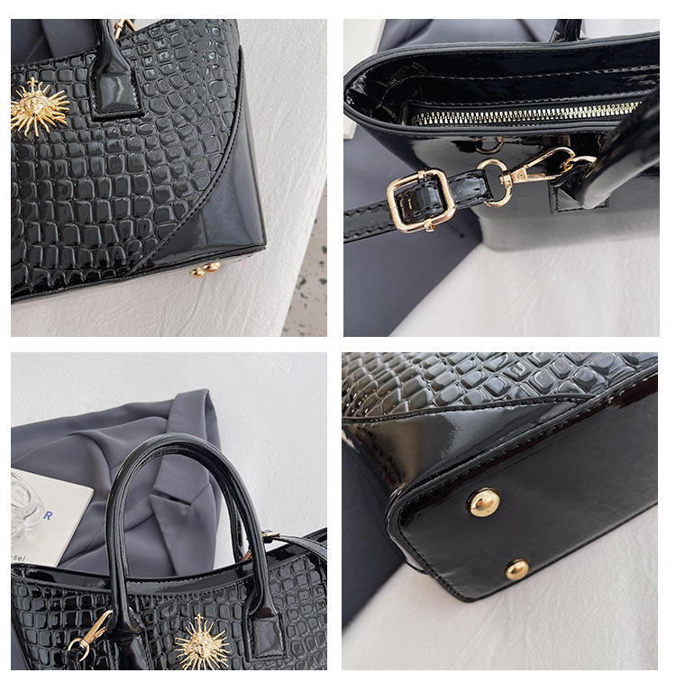 Handheld Women's Bag Fashionable and Versatile Bright Face Bag 2024 New Korean Single Shoulder Bag Retro Crossbody Bag Trend_voghion.com