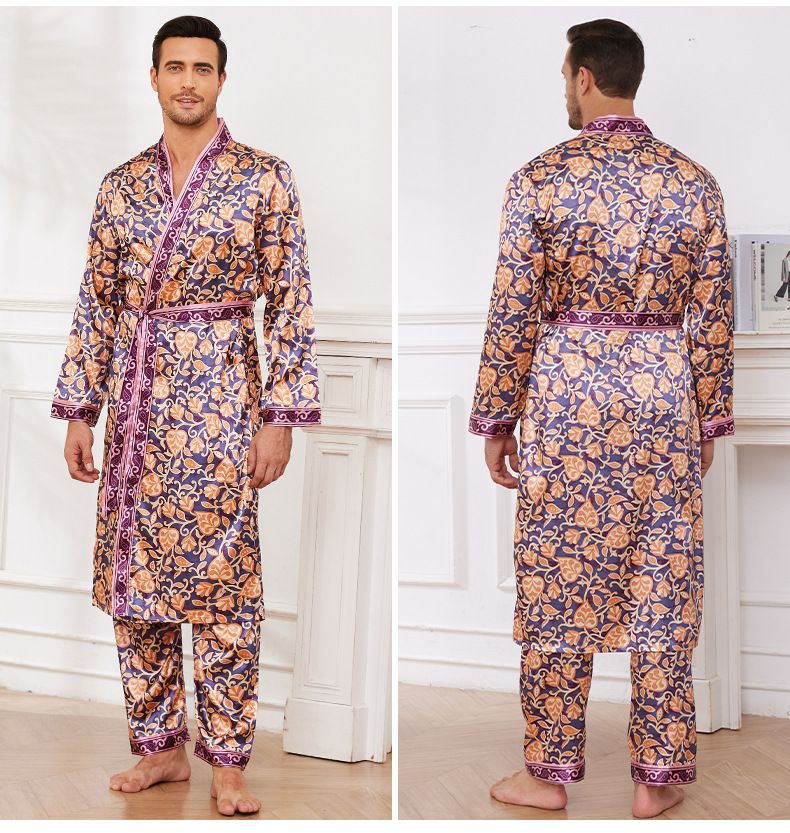 New Loungewear Men's Autumn Thin Long Sleeve Pajamas Bathrobes_voghion.com