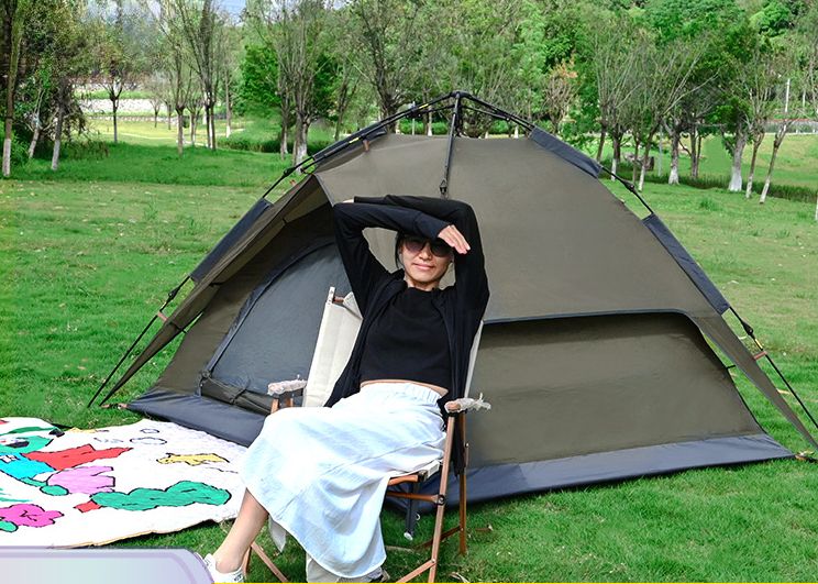 Tienda de campaña para exteriores, automática, de instalación rápida, sin instalación, portátil, plegable, resistente a la lluvia y al sol, de doble capa, para ocio y acampada._voghion.com