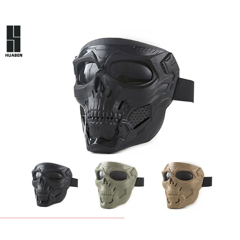 Casco da ciclismo antivento per esterni, maschera da scheletro antiproiettile per Halloween, accessorio horror per fan militari_voghion.com