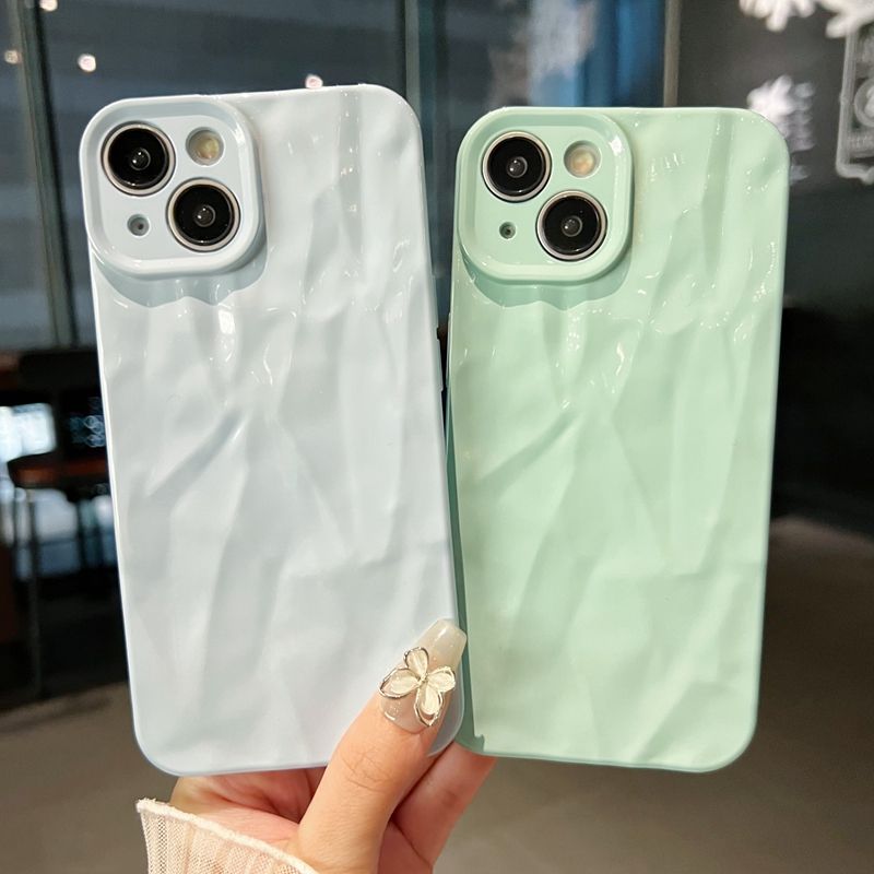 Soft Candy Fold Pattern Phone Case For iPhone 11 12 13 14 15 Pro X Xs XR Max 7 8 Plus Bumper Silicone Cases Cover_voghion.com