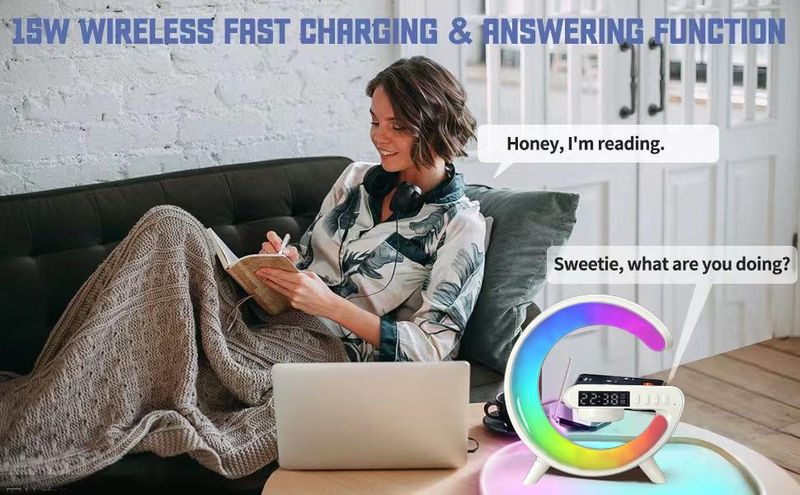 Big G6 Colorful Clock Light Bedhead Wireless Charging Bluetooth Speaker Multi Functional Bluetooth Audio_voghion.com