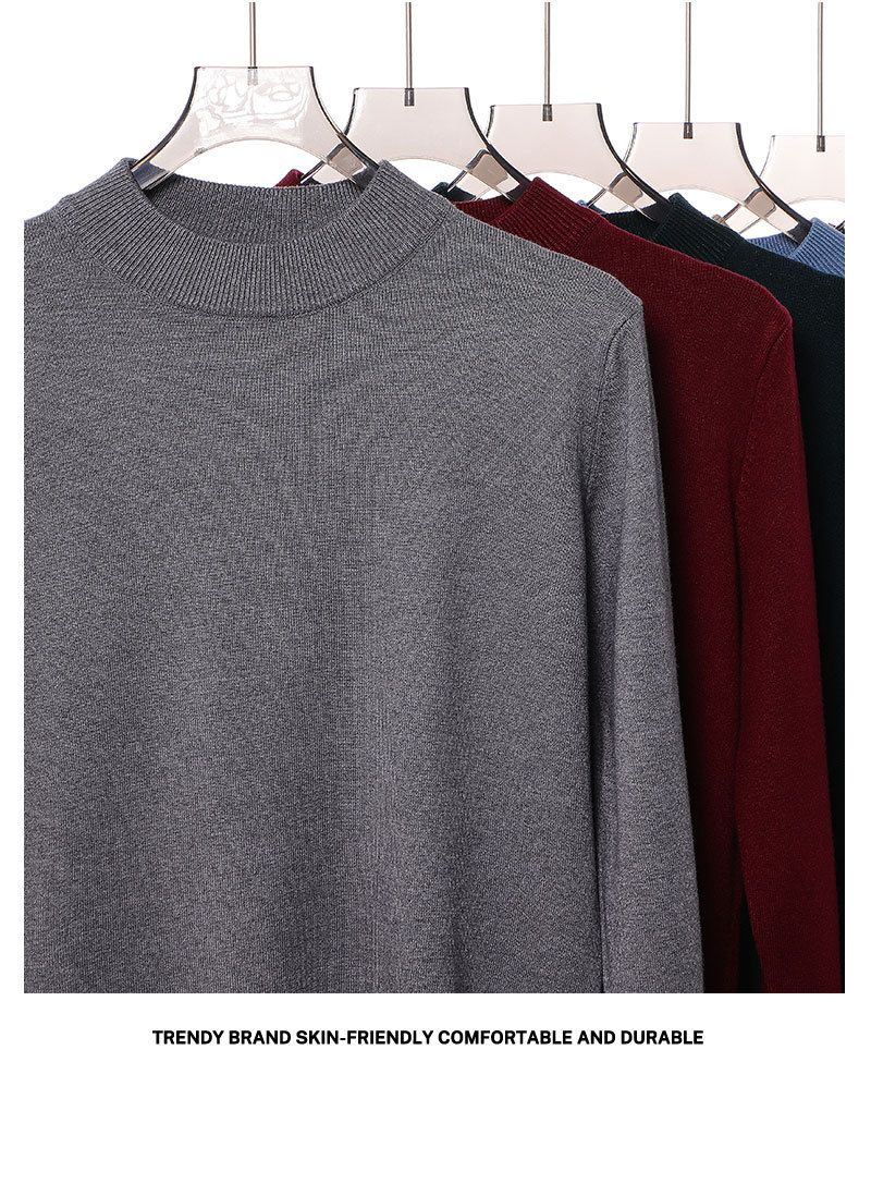 Maglione in cashmere da uomo, stile trendy, casual, caldo, con scollo rotondo, tinta unita, autunno inverno_voghion.com
