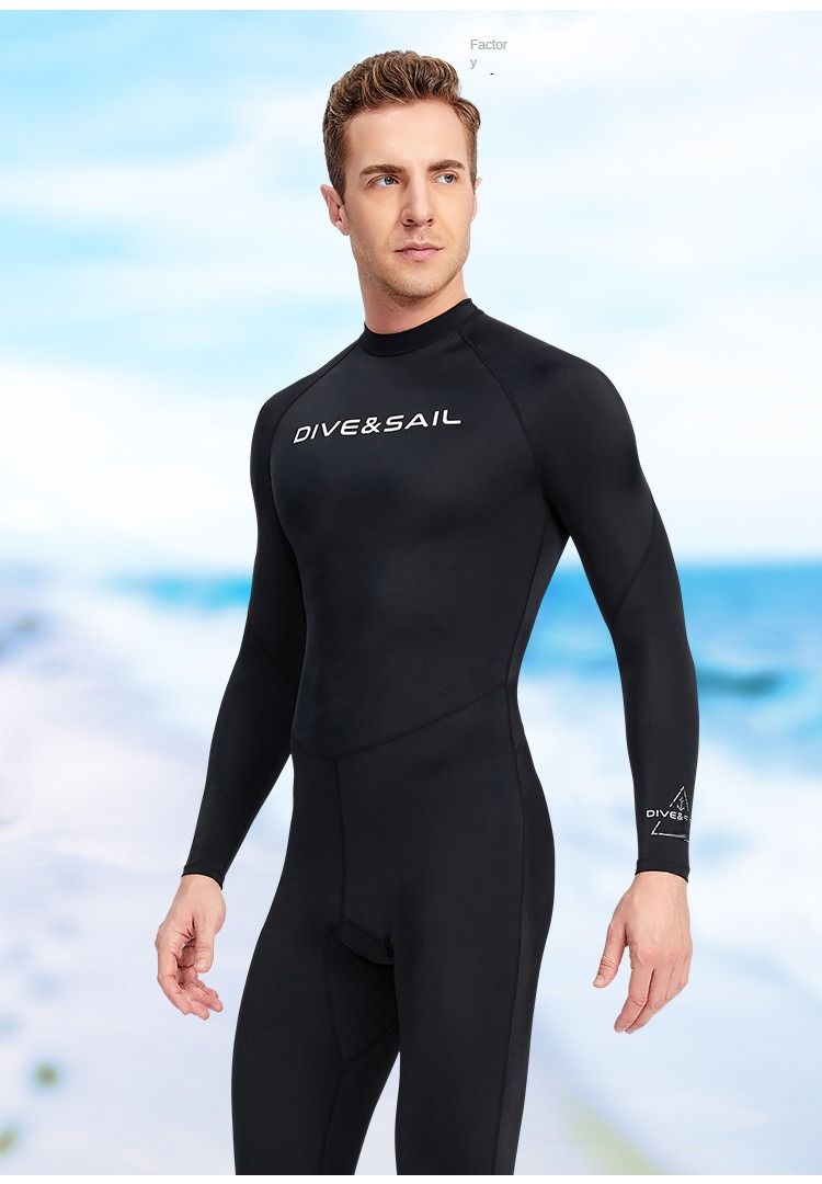 New wetsuit men's one-piece thin wetsuit snorkeling surfing sunscreen jellyfish quick-drying swimsuit_voghion.com