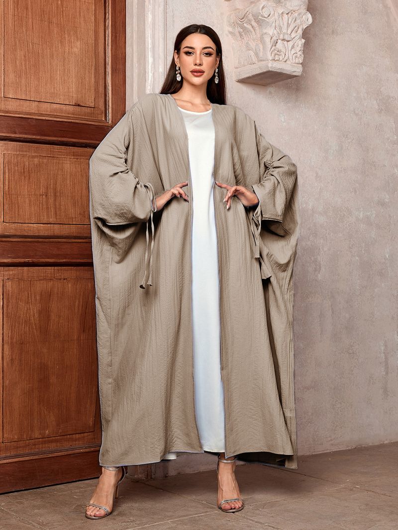 Abito lungo musulmano alla moda da donna, cardigan aperto, elegante gonna lunga con nappa_voghion.com