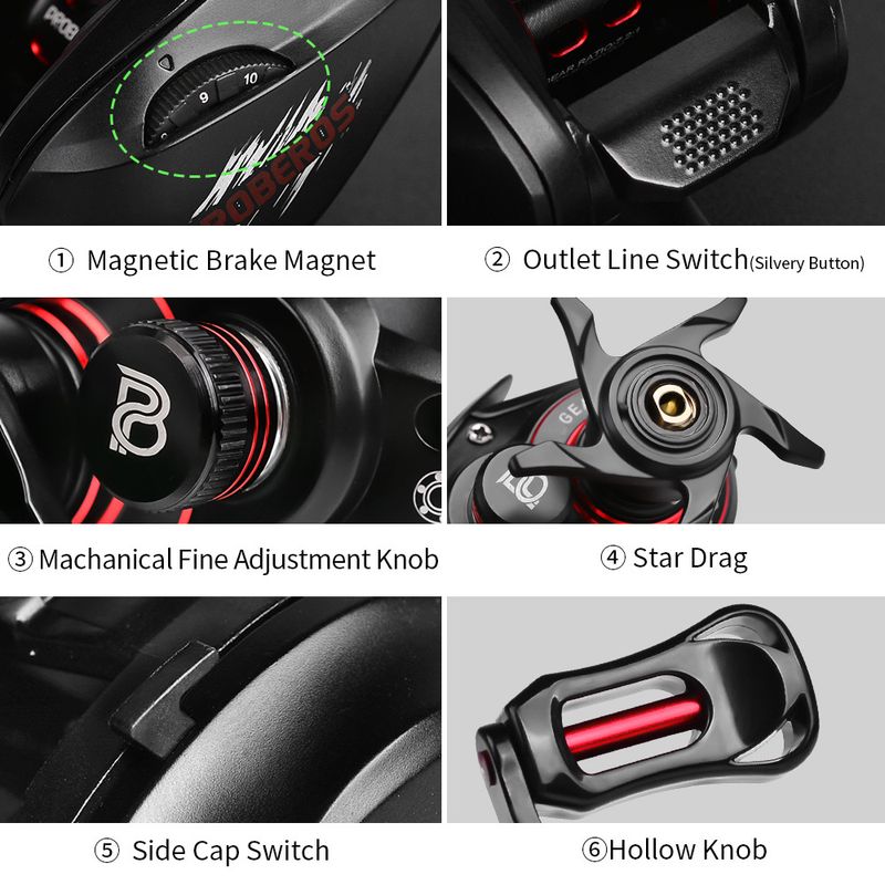 Metal 5+1BB Long Casting Water Drop 7.2:1 Black Lure Fishing Reel With Drag Alarm_voghion.com