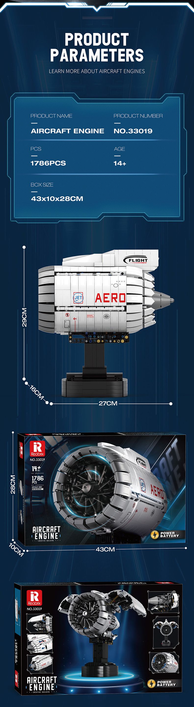 Professional 33019 Aviation Turbofan Engine Building Block Model DIY Assembly Toy For Adults & Teens_voghion.com