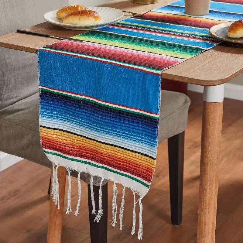 Bandera de mesa Mantel mexicano Manta mexicana a rayas Manta mexicana Mantel étnico Manta aborigen_voghion.com