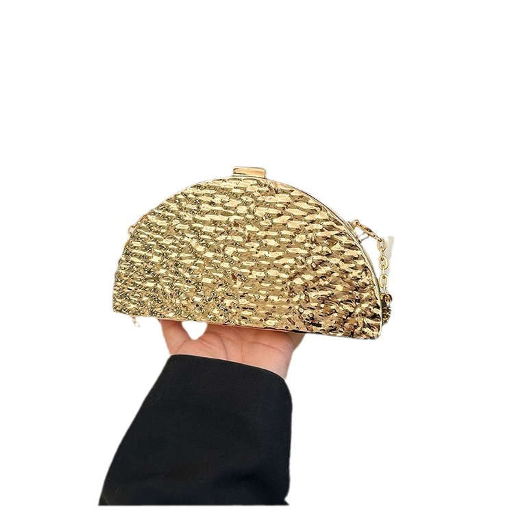 Borsa a tracolla con catena a scatola estiva in metallo da sera 2024, plissettata, con specchio, da donna, leggera 2025_voghion.com