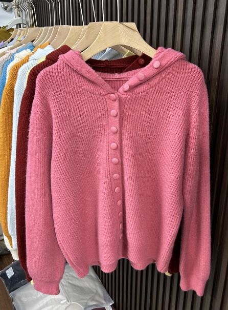 Cardigan con cappuccio morbido e accogliente per donna, giacca casual in maglia aperta sul davanti, pullover a maniche lunghe dalla vestibilità ampia, top caldo ed elegante alla moda autunno inverno_voghion.com