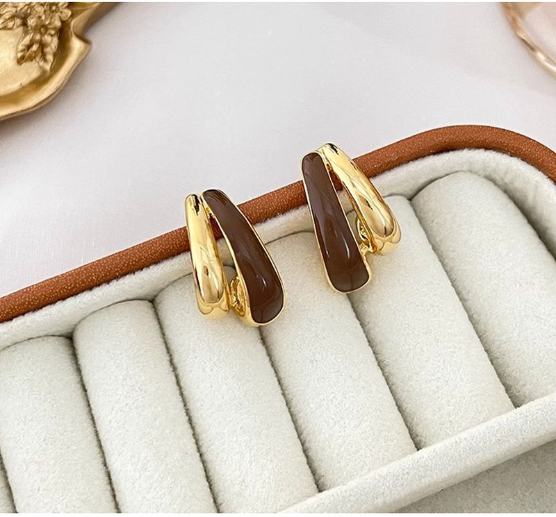Orecchini a goccia in smalto retrò a doppio strato da donna, leggeri, di lusso, di alta qualità, Maillard, semplici e versatili._voghion.com