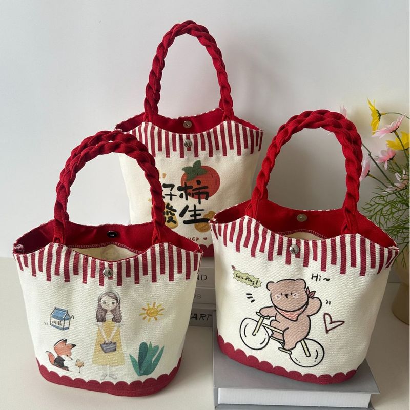 Cestino per verdure a forma di cartone animato per donna, borsa da viaggio Ins, borsa portaoggetti portatile per bambini, borsa per bento lunch box_voghion.com