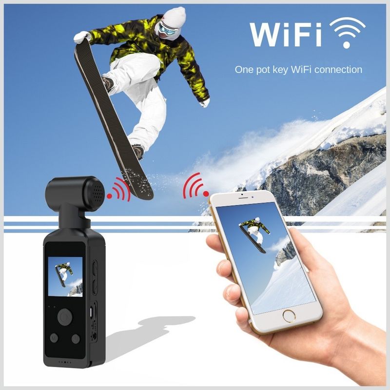 HD Pocket Action 4K 270 ° rotatif Wifi Mini spots Camea avec étui Watepoof pour casque Tavel vélo plongée_voghion.com