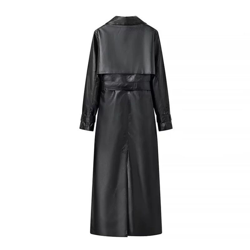 Dameskleding Middellange leren jas Damesjas Losse grote versie Modieuze all-match jas Trend_voghion.com