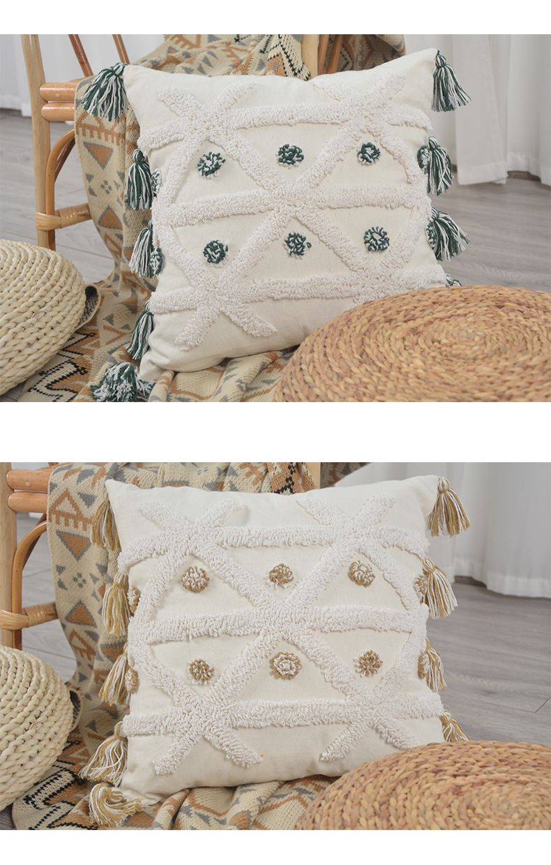 Getuftetes Kissen-Set – Moderne minimalistische Stickerei- und Patchwork-Sofa-Kissen mit PP-Baumwollfüllung, 45 x 45 cm_voghion.com
