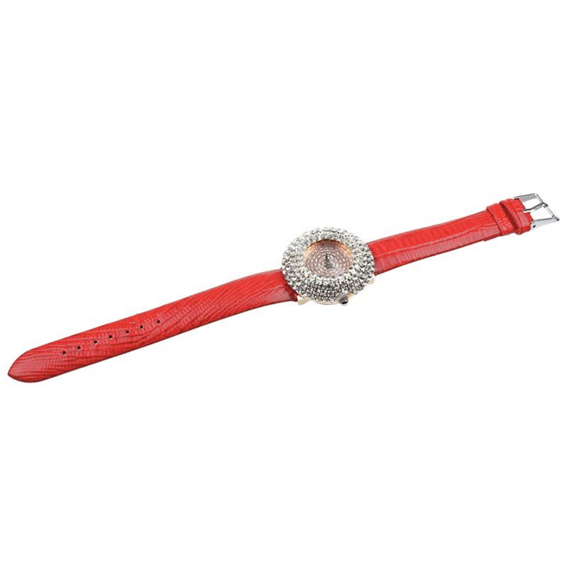 Orologio da polso da donna al quarzo con cinturino in ecopelle con quadrante rotondo e strass completo Yamaler_voghion.com