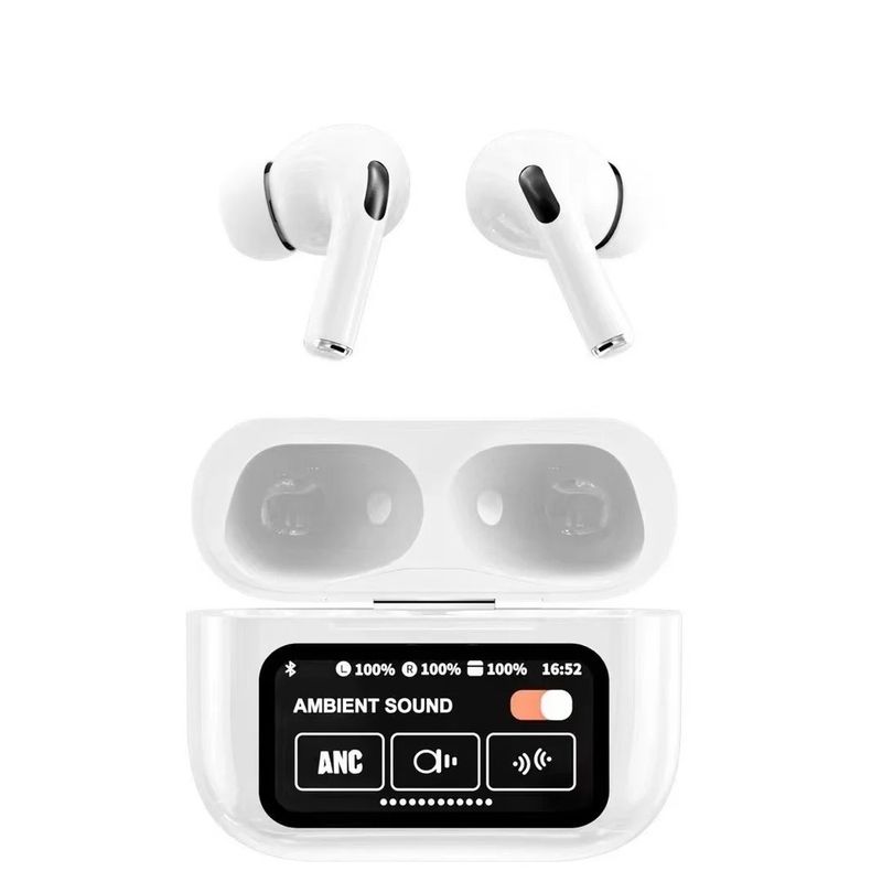 O Mais Novo A9 Pro viedais skārienekrāns Bluetooth Fone De Ouvido ANC Cancellando Ruído De Fones Sem Fio Com Visor LCD_voghion.com