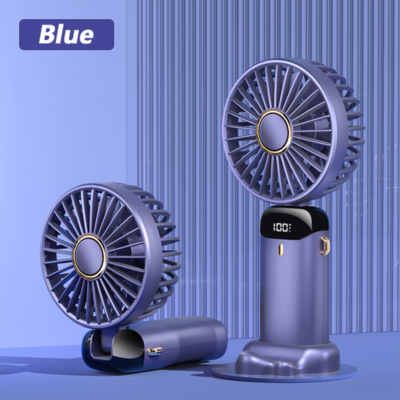 1 db 3000 mAh-s kézi ventilátor nyakpántos LED-es valós idejű kijelzővel, állítható 5 sebességgel, összecsukható, hűtéses, újratölthető, ultra csendes asztali ventilátor nyárra_voghion.com
