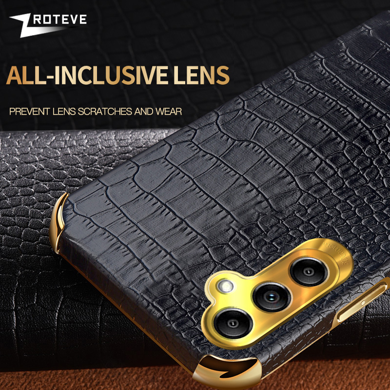 A34 Caso Zroteve Placcatura Del Silicone Della Copertura Del Cuoio Del Coccodrillo Per Samsung Galaxy A54 A24 A14 A04 A04E M04 M14 M54 A33 A53 A73 Custodie_voghion.com
