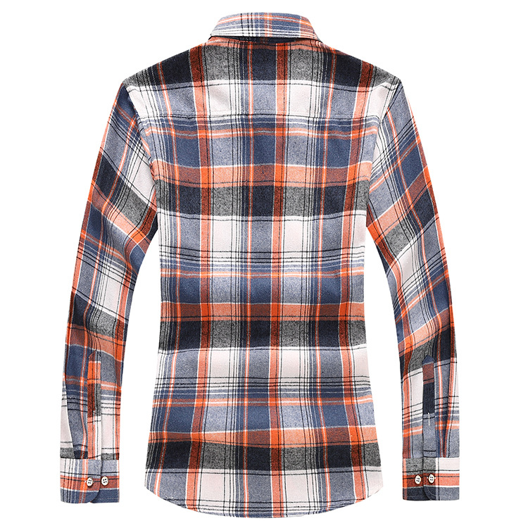 Men's Shirt Double Pocket Plaid Handsome Youth Long-sleeved Shirt Trendy_voghion.com