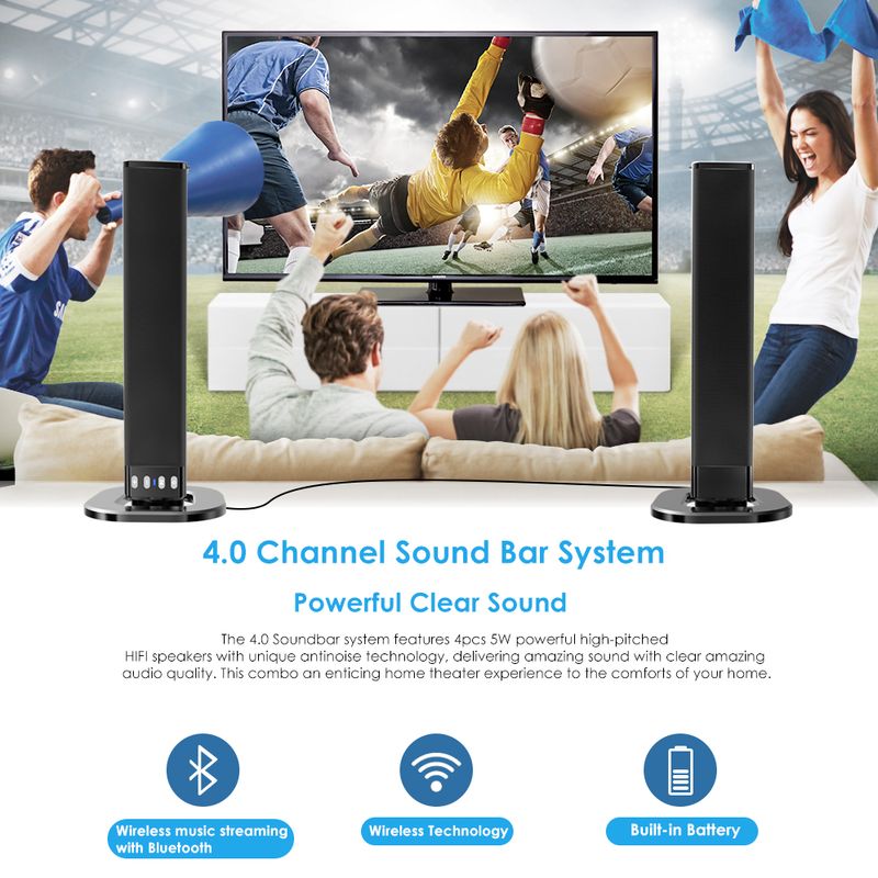 20W TV Sound Bar Žičani i bežični sustav kućnog kina Soundbar sa subwooferom Za PC Računalo Telefon Bluetooth zvučnik FM Radio_voghion.com