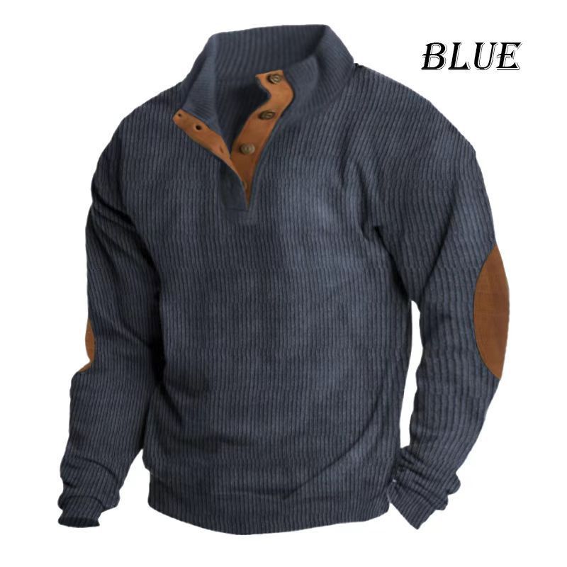 Sweter sztruksowy, sweter Henry, męski, swobodny, z długim rękawem_voghion.com