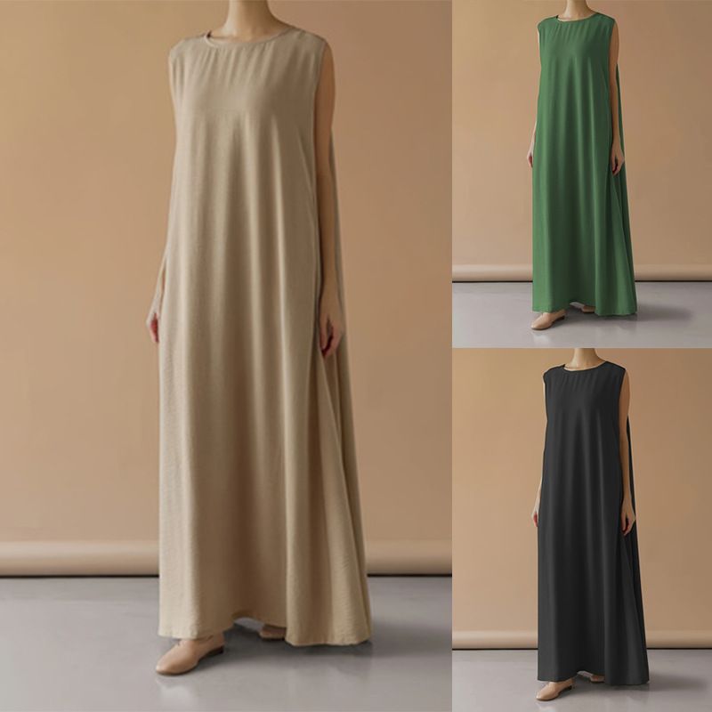 Muslimische Abaya Ärmellose Weste Kleid Kaftan Robe Frauen Kleidung MSL153_voghion.com