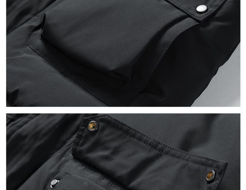 Unisex Vintage Pony Print Hooded Winter Coat - Thickened Polyester Fleece Jacket With Retro Streetwear Style (Black, Ivory White)_voghion.com