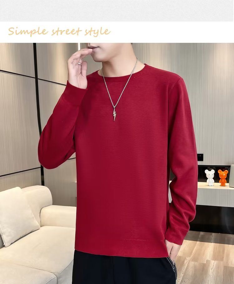Abbigliamento maschile Maglione girocollo in velluto monopezzo autunnale e invernale da uomo, camicia con fondo foderato in pile spesso da uomo, 2024, nuovo top caldo tutto-fiammifero alla moda_voghion.com