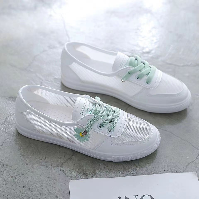 White For Women Summer 2025 New Casual Hollow Breathable Mesh Shoes Flat Sneakers Thin Korean Style Versatile_voghion.com