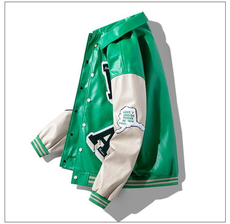 PQ Automne Hiver Décontracté Polyvalent Outillage Veste En Cuir Pour Hommes Uniforme De Baseball Veste En Cuir Hommes_voghion.com
