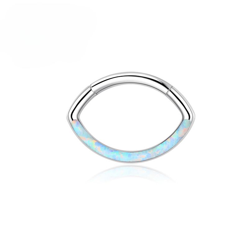 F136 Piercing al setto in titanio Clicker Forma dell'occhio Cz Anello al naso Trago Orecchini 16g Segmento incernierato per donna Elica Zircone Gioielli per il corpo_voghion.com