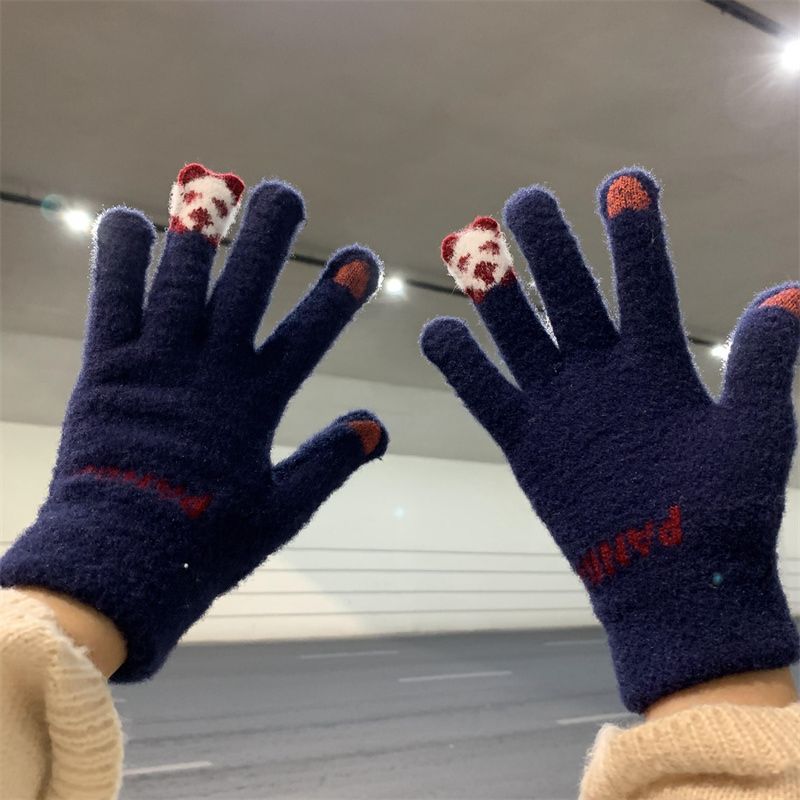 ragazzo ragazzo piccolo panda foderato in pile spesso per donna, stile Ins, caldo, antivento, resistente al freddo, compatibile con touchscreen,_voghion.com