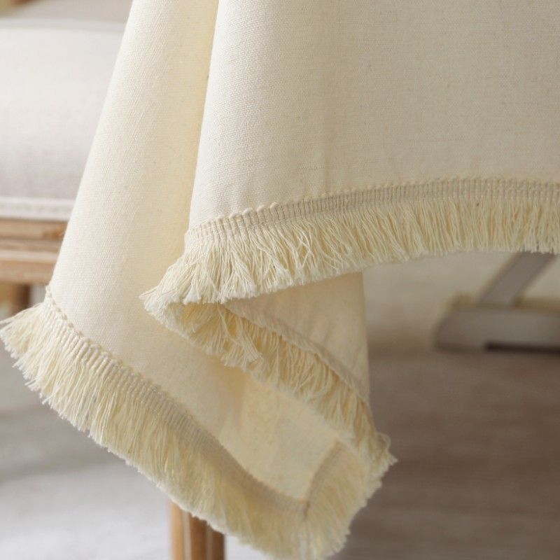 Nappe en coton et lin épaissie en queue de phénix creuse épissage simple ins nappe de pique-nique en rondins_voghion.com