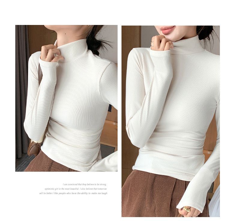 Slim Fit Wide-Stripe Mock Neck Top – Versatile Long Sleeve Stretch Tee For Layering (M-XXL, Polyester-Spandex Blend, Work-to-Weekend)_voghion.com