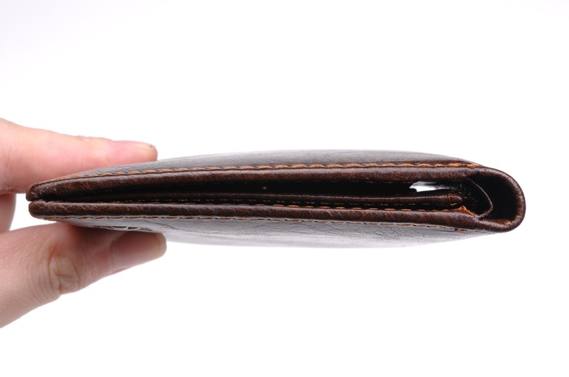 100% äkta läder herrplånbok nytt märkesväska för män svart brun bifold RFID-blockerande läderplånbok myntficka_voghion.com