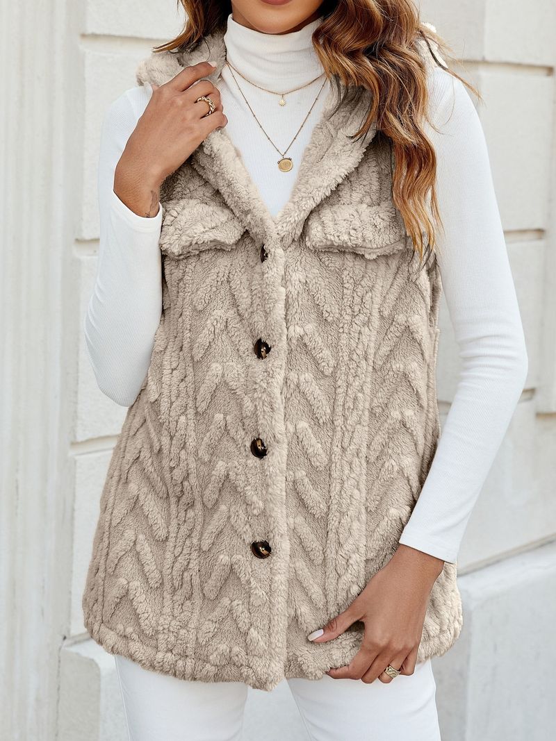 Doudoune sans manches à capuche pour femme – Manteau d'hiver matelassé léger à col montant (beige, rose, rouge, anthracite, kaki, violet)_voghion.com