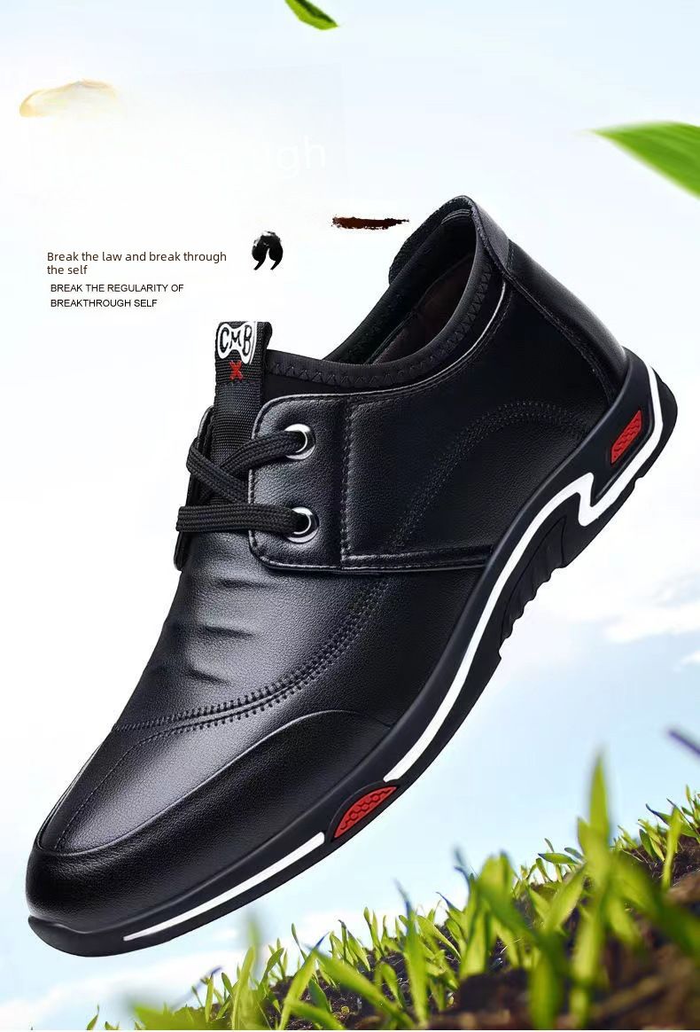2023 new leather casual shoes lace-up breathable leather shoes work shoes cross-border wholesale men's shoes one-piece delivery_voghion.com