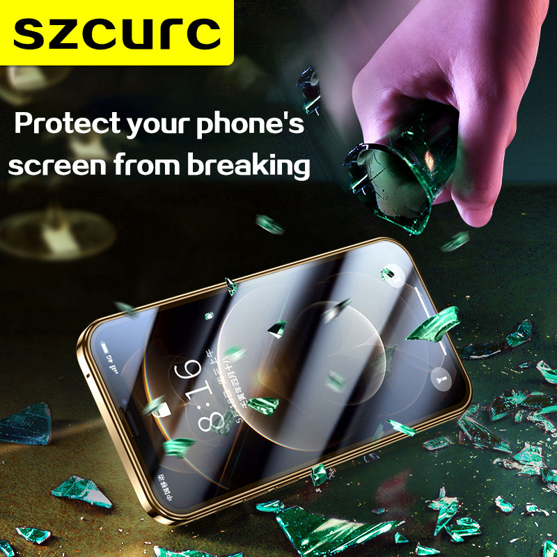 iPhone 11 12 Mini 13 New 360° Full Protection For iPhone 14 Pro max phone Case.Tempered Magnetic Adsorption Glass cover bag_voghion.com