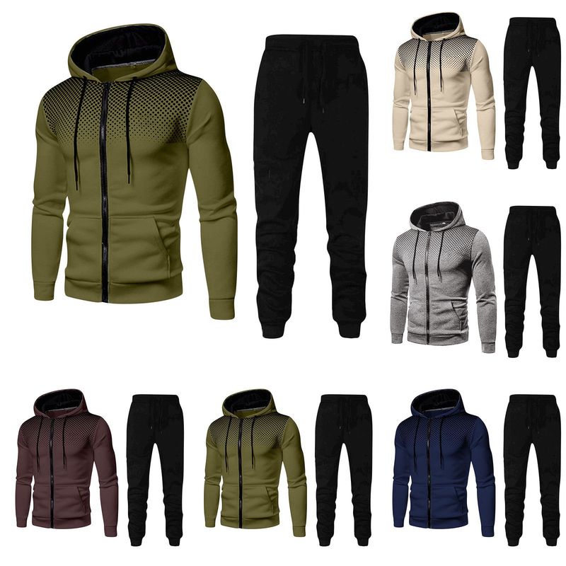 Ropa para hombre 2024 nuevo traje de color sólido con estampado de lunares otoño e invierno sudaderas con capucha deportivas para hombres y mujeres y pantalones deportivos_voghion.com