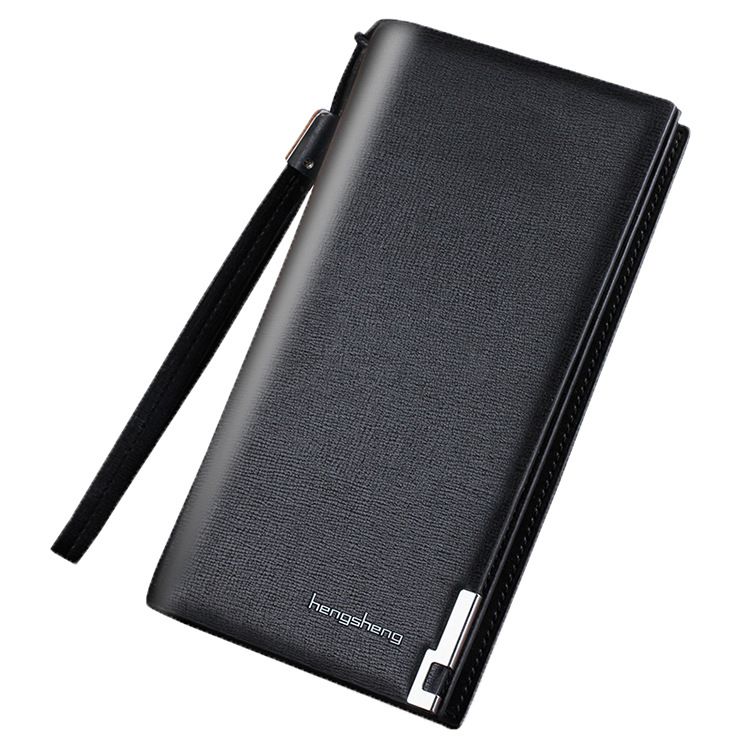 Cartera larga Hengsheng para hombre con múltiples ranuras para tarjetas, cierre de cremallera y estilo sencillo._voghion.com
