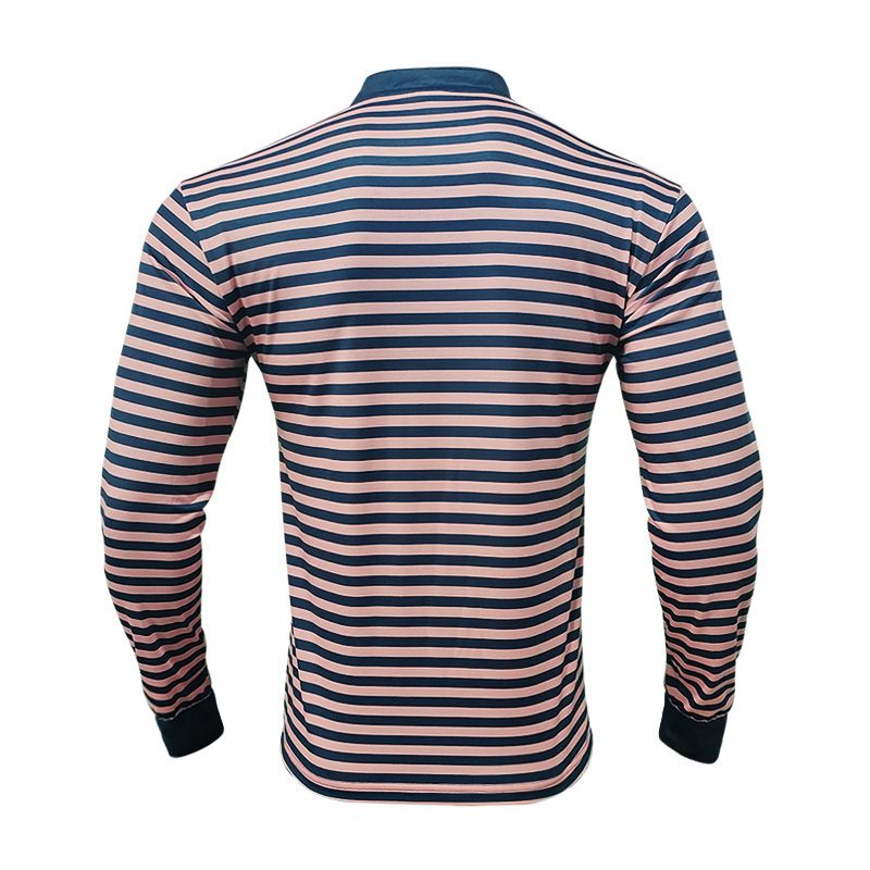 Polo da uomo autunno inverno 2024, a righe colorate, casual, girocollo, ampia, manica lunga, maglietta di base_voghion.com